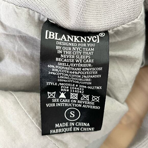 BlankNYC Private Practice Vegan Leather & Cotton Drape Front Moto Jacket Gray, S - Picture 15 of 16